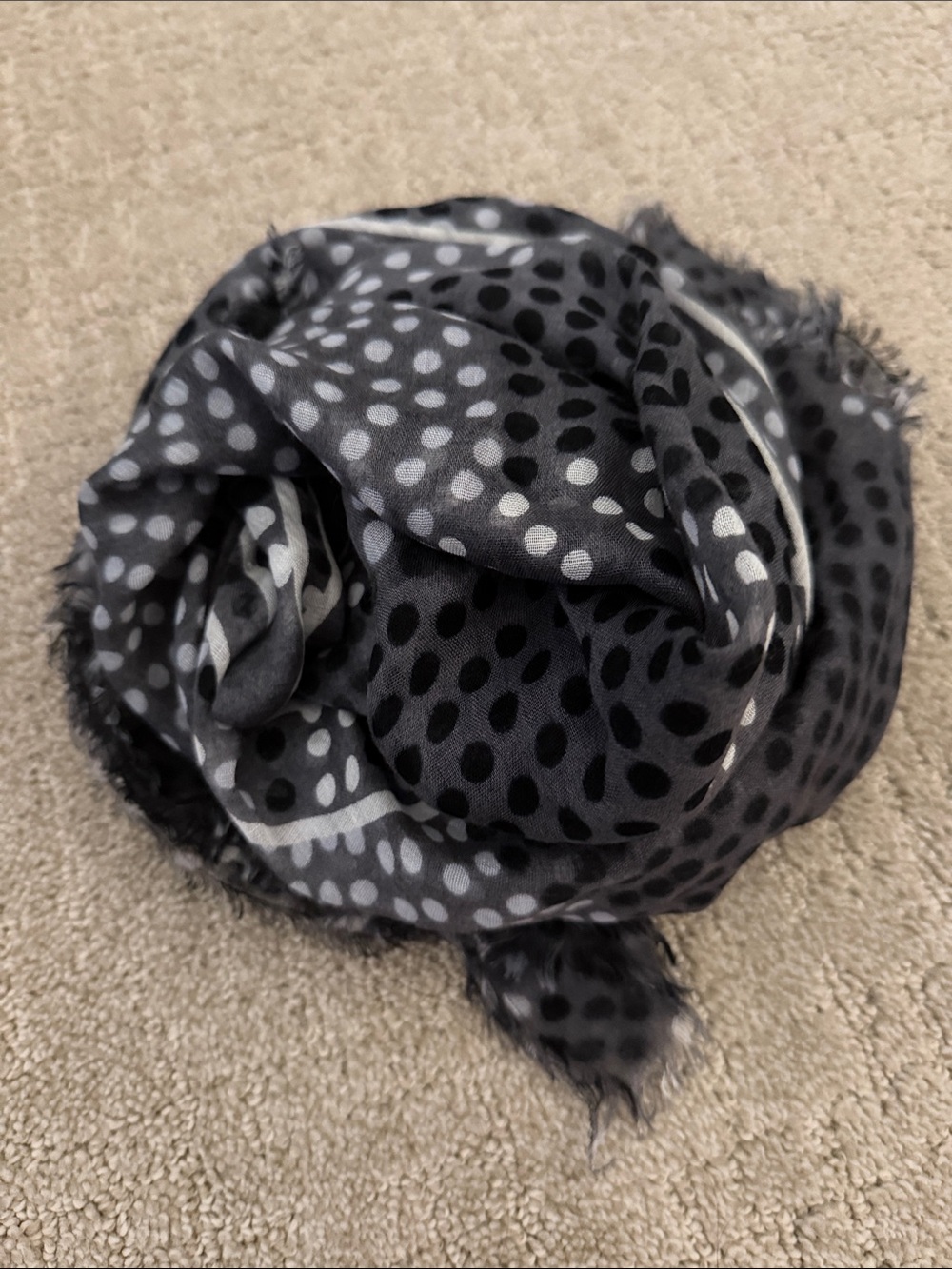 Black and Gray Polka Dot Lightweight Women's Scarf
